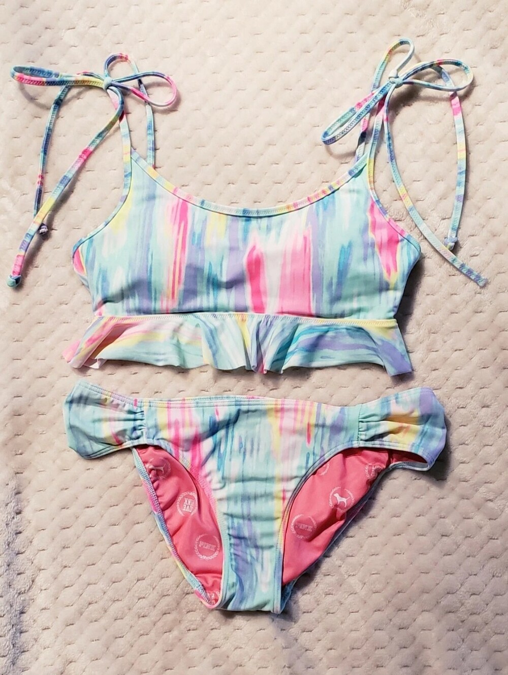 Pastel Tie-Shoulder Ruffle Hem Crop Camisole - Picture 5 of 5